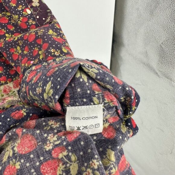 Magnolia Pearl top OS adison workshirt patchwork strawberry floral paint artsy - Picture 9 of 16